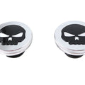 Chrome Skull Style Vented and Non-Vented Gas Cap Set for Harley-Davidson