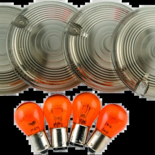 Bikers Choice For 86-10 Flt Flhr Smoked Turn Signal Lens & Amber Bulb Kit