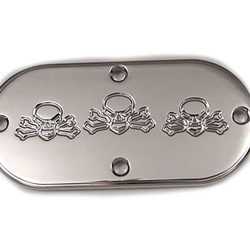 V-Twin 42-1008 Bonehead Skull Inspection Cover in Chrome