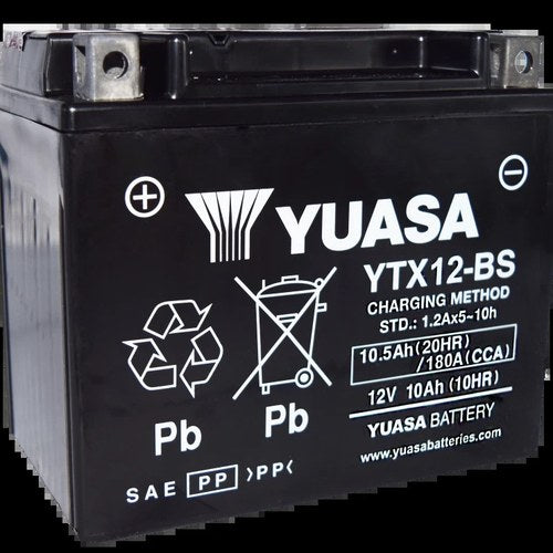 Yuasa For YTX12-BS Maintenance Free Agm 12-Volt Battery With Bottle
