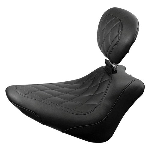 For Harley-Davidson Softail 12-17 Wide Tripper Black Solo Seat w Driver Backrest