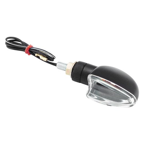 BikeMaster 266010 Mini-Stalk Ultra Small Black Turn Signal w Clear Lenses