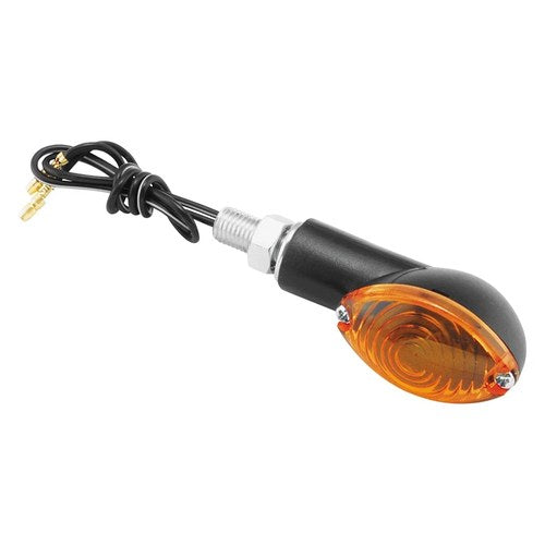 BikeMaster 266016 Mini-Stalk Black Turn Signal w Amber Lenses