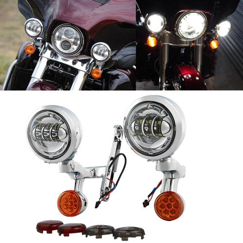 LED Turn Signal Spot Fog Light Bracket Fit For Harley Road King Flhx 1994-2024
