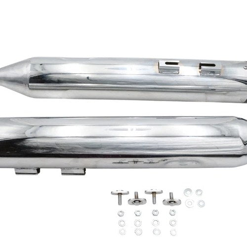 Wyatt Gatling Muffler Set Chrome With Black Revolver Tips fits Harley Davidson