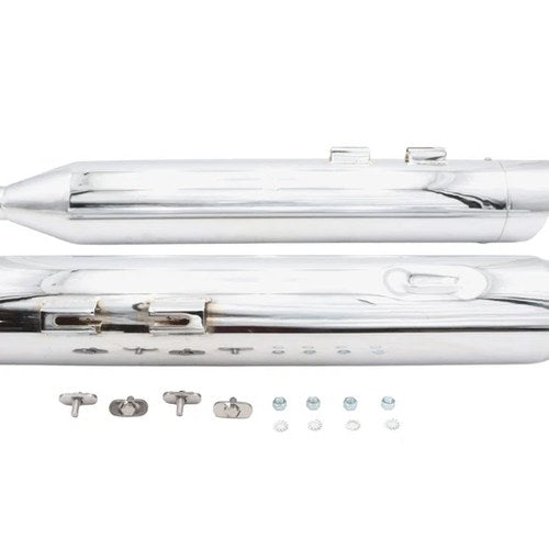 Wyatt Gatling Muffler Set Chrome with Chrome Slash Up Tips for Harley-Davidson