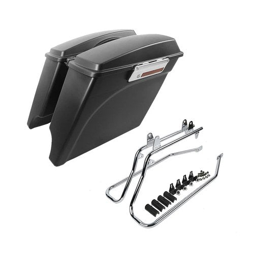 5" Stretched Saddlebags +Conversion Brackets Fit For Harley Softail Deluxe 84-17
