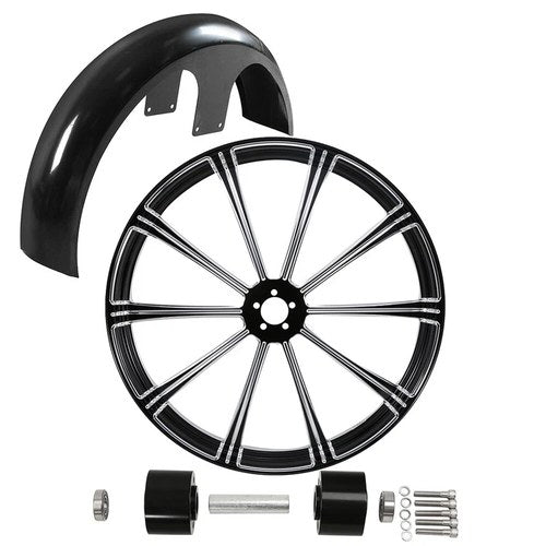 26X3.5'' Front Wheel Rim Dual Disc Hub +Fender Fit For Harley Road Glide 1997-13
