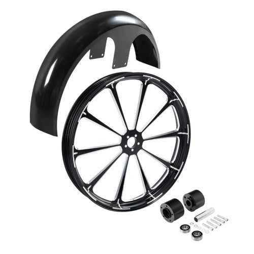 26'' Front Wheel Rim Dual Disc Hub + Fender Fit For Harley Street Glide 14-23
