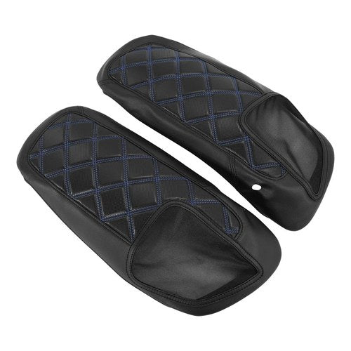 5x7" Saddlebags Speaker Lid Covers Blue Stitching Fit For Harley Touring 2014-23