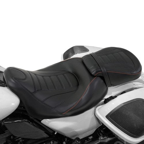 Black Driver Passenger Pillion Seat Fit For Harley Street Road Glide 2009-2023