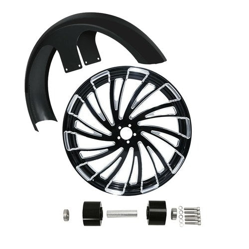26x3.5 Front Fender & Wheel Rim Dual Disc Hub Fit For Harley Street Glide 97-13