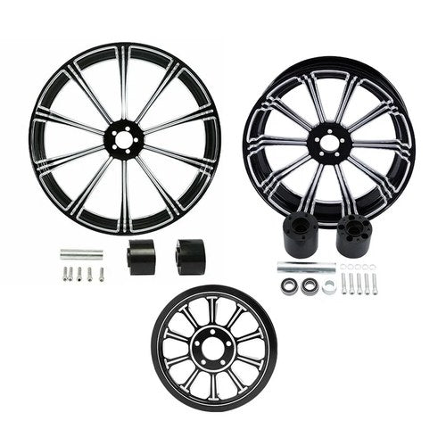 23'' Front & 18'' Rear Wheel Rim Hub Belt Pulley Fit For Harley Touring 1997-08
