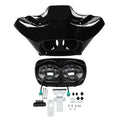 Black Inner Outer Fairing w/ Dual LED Headlight Fit For Harley Road Glide 98-13