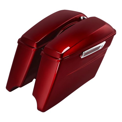 4'' Stretched Saddlebags Fit For Harley Touring Glide 14-23 Velocity Red Sunglo