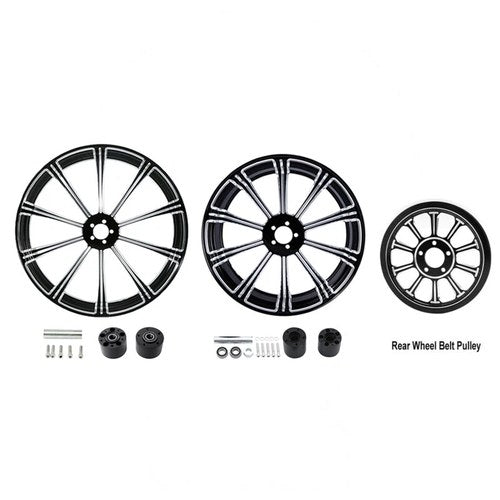 21x3.5'' + 18x5.5'' Wheel Rim Hub Belt Pulley Fit For Harley Touring 1997-2008