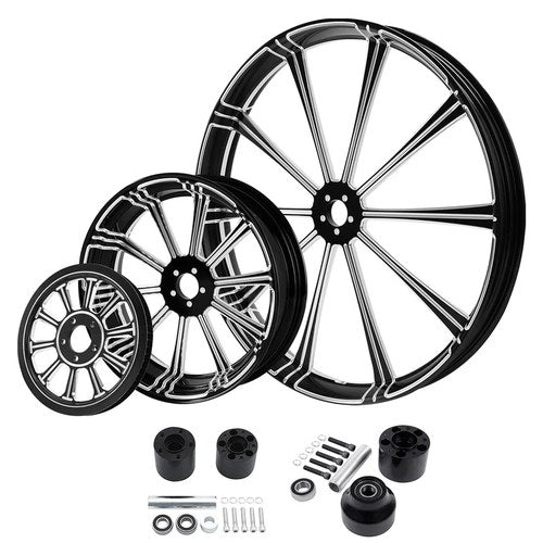 32'' Front 18'' Rear Wheel Rim Hub Belt Pulley Fit For Harley Street Glide 97-08