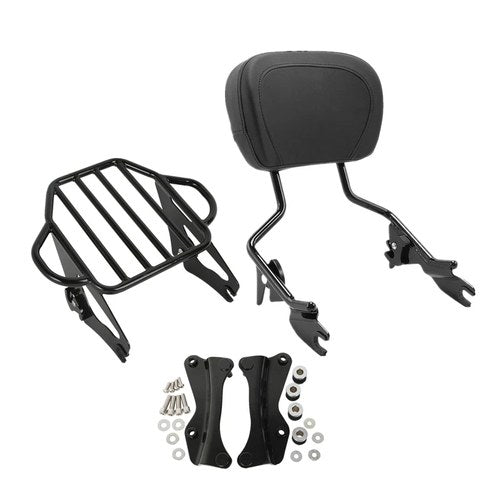 Black Sissy Bar Backrest Luggage Rack Docking Kit Fit For Harley Touring 14-2026