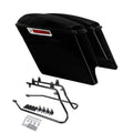 5'' Stretched Saddlebags & Black Conversion Bracket Fit For Harley Softail 84-17