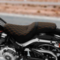 Two Up Driver Passenger Seat Fit For Harley Softail Low Rider 18-23 Black+Orange