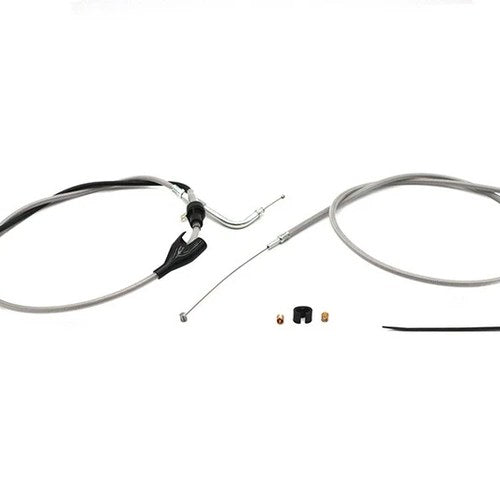43 inch Stainless Steel Throttle and Idle Cable Set Clear Co for Harley-Davidson