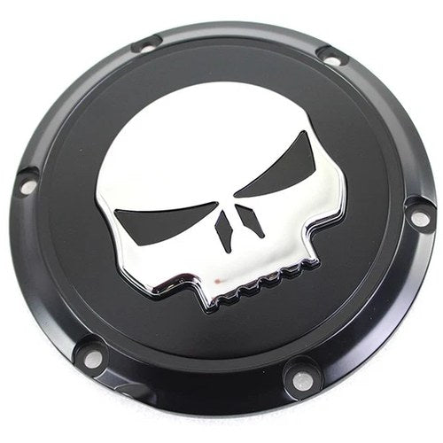 Black 6 Hole Skull Derby Cover for Harley-Davidson