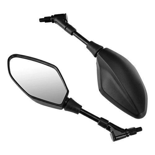 Black 10mm Universal Motorcycle Rearview Side Mirrors Fit For Honda Kawasaki
