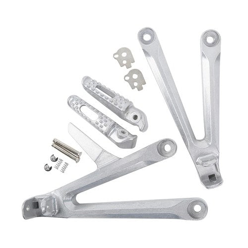 Silver Rear Passenger Footpegs Footrest Bracket Padel Fit For CBR600RR 2005 2006