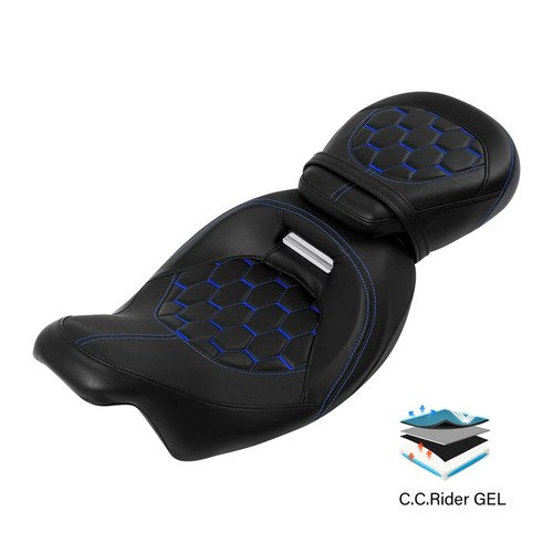 Two Piece Driver & Passenger Gel Seat Fit For Harley Touring Electra Glide 09-23