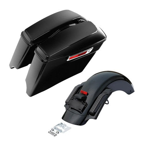 4" Stretched Saddlebags w/ Lids & Rear Fender Fit For Harley Cvo Touring 2014-Up