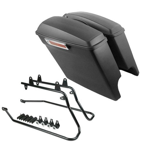 Matte Black Hard Saddlebags &Conversion Bracket Fit For Harley Softail 1986-2017