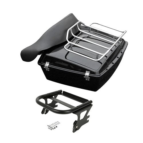 Chopped Trunk Pad 2Up Mount Rack & Luggage Rack Fit For Harley Touring 1997-2008