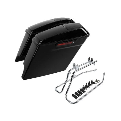 5" Stretched Saddlebags w/ Lid &Conversion Brackets Fit For Harley Softail 84-17