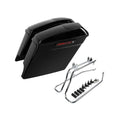 5" Stretched Saddlebags w/ Lid &Conversion Brackets Fit For Harley Softail 84-17