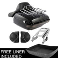 King Trunk Backrest Speakers Light 2-Up Mount Rack Fit For Harley Touring 09-13