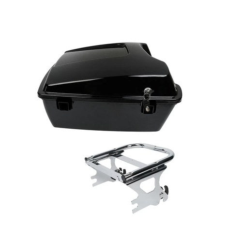 Black Chopped Trunk w/ Mount Rack Fit For Harley Touring Road King Glide 97-08