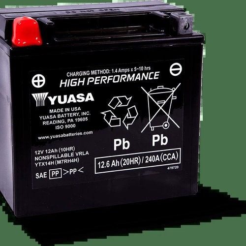 Yuasa YTX14AH Maintenance Free Agm For 12-Volt Powersports Battery