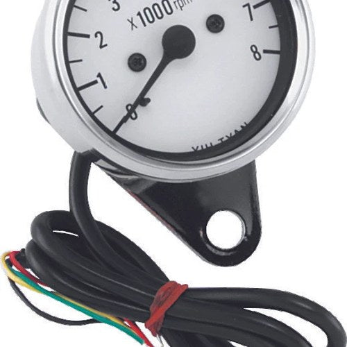 Bikers Choice 2.5 Inch Chrome Mini Tachometer with White Face for Custom Bikes