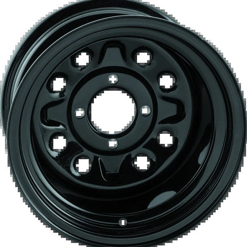 QuadBoss Steely Wheel For 12x7 - 2+5 Offset, 4x4 Bolt Pattern, Black Finish