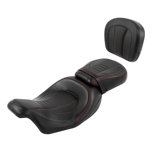 Two Up Driver & Passenger Seat + Sissy Bar Backrest Fit For Harley Touring 09-23