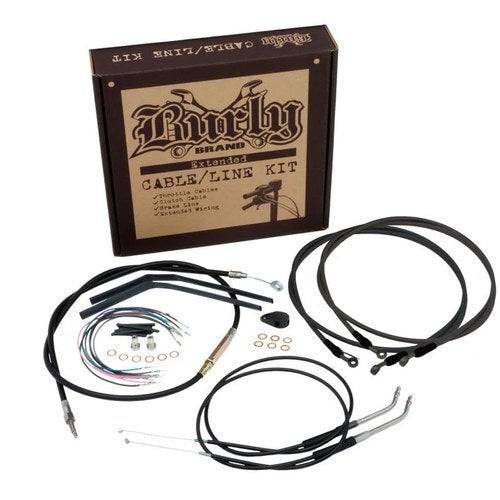 Burly Brand Control Kit 12in T-Bar Black – Fits Harley Davidson Fat Bob & Low