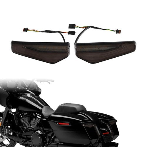 LED Saddlebag Brake Turn Light Smoke Lens Fit For Harley Cvo Street Glide 23-26