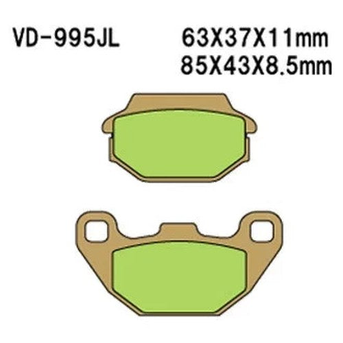 For Kawasaki KFX50 2009-2017 Vesrah VD-995JL Rear Sintered Metal Brake Pads