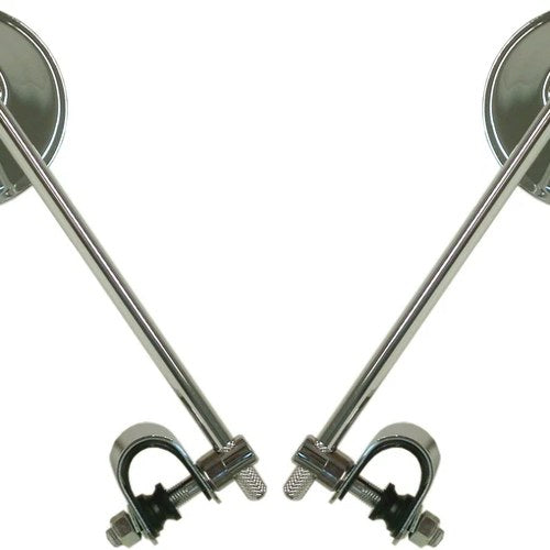 Mirrors 10mm Chrome Round Left & Right Clamp-on (Pair)