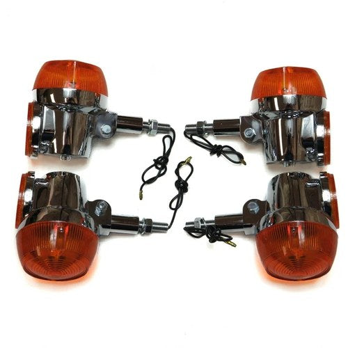 Set Of 4 Indicators For Suzuki GT380 Chrome Blinkers Winkers Front & Rear