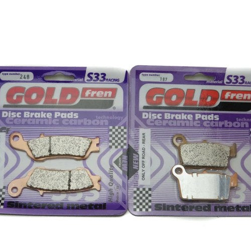 Goldfren S33 Brake Pads Front & Rear For Yamaha YZ 125 H/J/K 2T 2017-2019