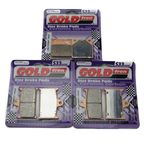 Goldfren S33 Brake Pads Front & Rear For Suzuki Gsf 1200 Naked Bandit 1996-2000