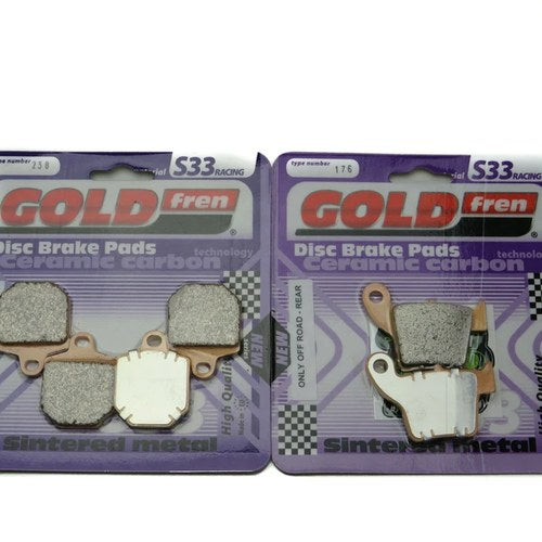 Goldfren S33 Brake Pads Front & Rear For Honda-Hm Crmf 450 R Supermoto 2007-2008