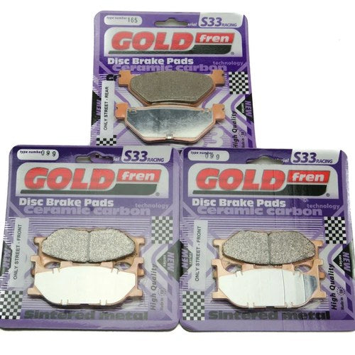 Goldfren S33 Brake Pads Front & Rear For Yamaha Xvs 1300 Midnight Star 2014-2016