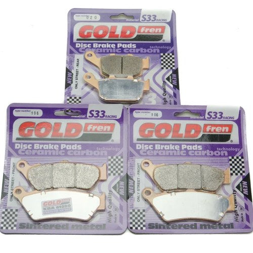 Goldfren S33 Brake Pads Front & Rear For Honda NT650 Deauville 1998-2001